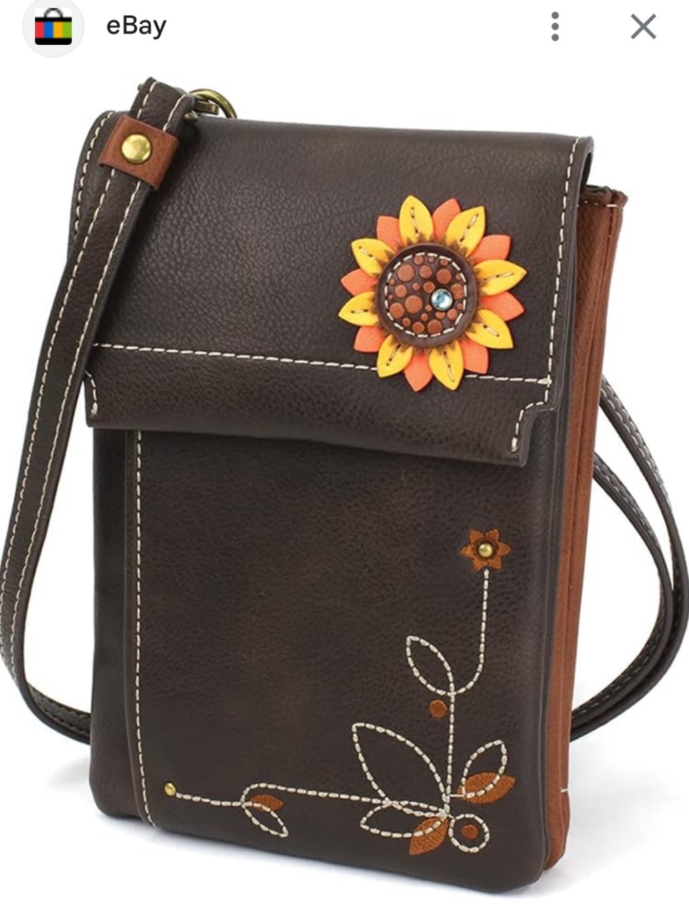 Women’s Brown Floral Crossbody Phone Bag chala